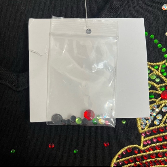 New Quacker Factory Top Women’s XXS Black Christmas Shirt Stocking Rhinestones - Picture 6 of 9